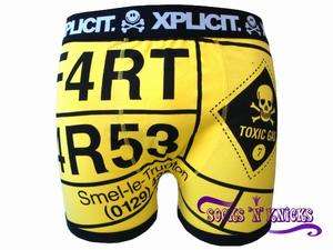 Mens Yellow Xplicit F4RT 4R53 Toxic Gas Boxer Shorts  