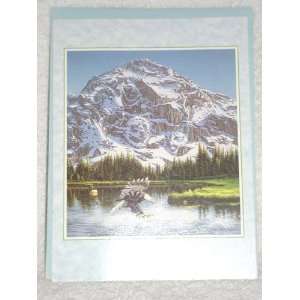   Mountain and Eagle at Lake Blank Card by Leanin Tree 