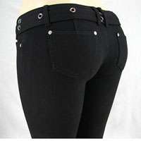 Moleton jeans low rise stretch skinny brazilian jeans with belt/White