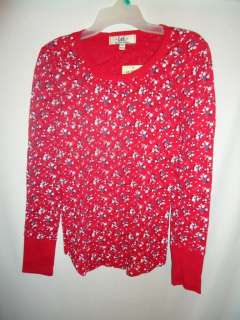LEI Girls XL Thermal underwear Top Red floral print round neck long 