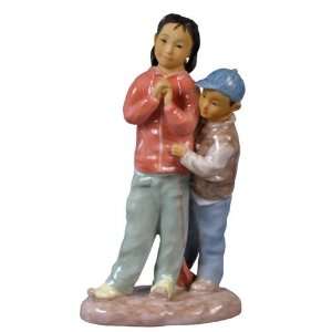  Figurine Oriental Boy and Girl wNew Year Wishes