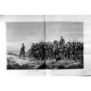  1870 WAR SOLDIERS ARMY BATTLE WEAPONS RIFLES FINE ART 