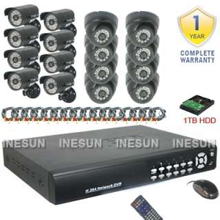 16CH Surveillance CCTV DVR Security IR Night Vision Camera System 1TB 