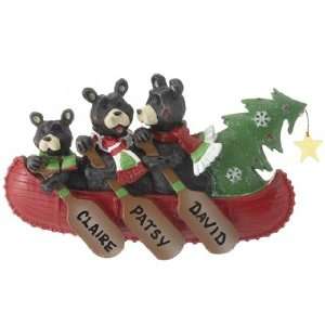  Personalized Bear Canoe Family 3 Christmas Ornament