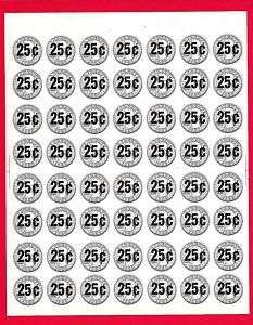 56 Old 25 Cent Gumball Vending Machine Price Stickers  