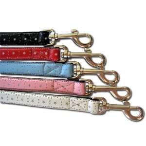  Small White Star Padded leather dog leash
