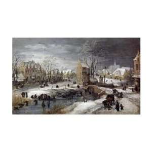  A Village In Winter by Joos de Momper the younger . Art 