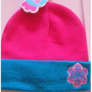 Hat / Ski Cap/ Winter Wear/ Beanie / Hot Pink & Turquoise Blue with a 