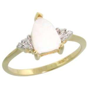  10k Gold Triangular Stone Ring, w/ 0.75 Total Carat Fire Opal Stone 