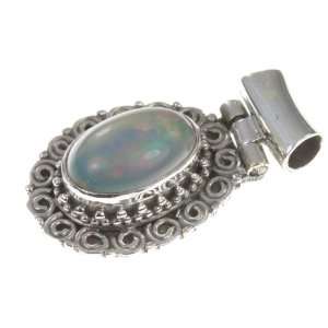   925 Sterling Silver ETHIOPIAN FIRE OPAL Pendant, 7/8, 3.35g Jewelry