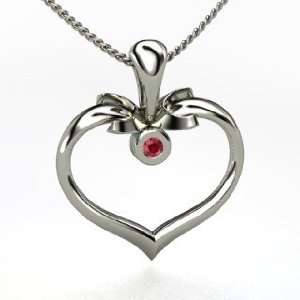  Cupids Spark Pendant, Sterling Silver Necklace with Ruby 