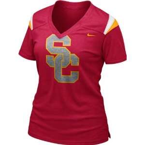  USC Trojans Womens Red Nike Football Replica T Shirt 