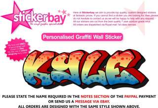 WALL STICKER ART PERSONALISED NAME GRAFFITI BOY BEDROOM GIRLS NURSERY 