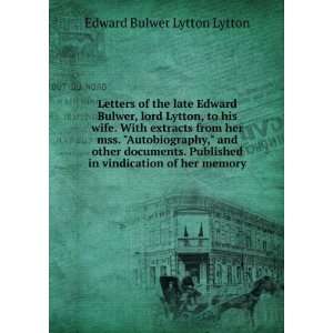   in vindication of her memory Edward Bulwer Lytton Lytton Books