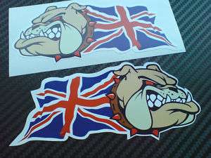 BRITISH BULLDOG & Union Jack Flag Stickers 2 Handed  