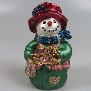  Crystal Jeweled Trinket Box   Snowman J507