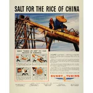  1945 Ad Bundy Tubing Chinese Labor Bamboo Salt Mining Well 