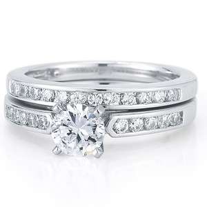 ROUND CZ SILVER WEDDING ENGAGEMENT RING GUARD SET FAST USA SHIPPING 