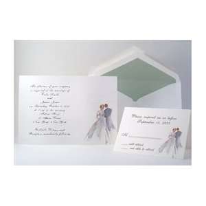  Wedding Invitation Kit  Watercolor Bride & Groom (50 Pack 