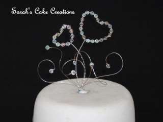 AB Crystal Heart Cake Topper Wedding Decoration  