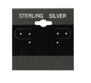 100 Sterling Silver Earring Display Hanging Card 2x2 Bk  