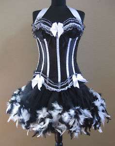 French Maid Can Can Burlesque Dance Costume S M L  