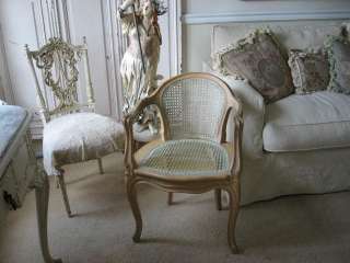 JUST STUNNING Vintage FRENCH VANITY CHAIR Cane Seat & Back~Curved 