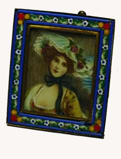 Lovely micromosaic picture frame miniature hand painted  