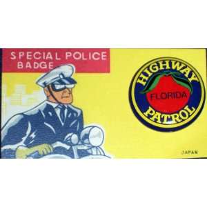  Florida Highway Patrol Tin Litho Badge, 1960s Everything 