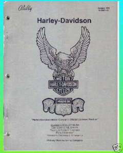 Harley Davidson Bally Pin Operations Manual Original  
