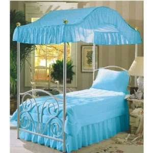   Aqua Sky Blue Twin Size Canopy Bed Top Fabric