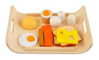 Plan Toys BREAKFAST MENU 3415 Wooden Meat Eggs Bread Play Pretend Food 