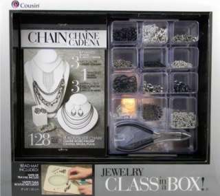 Jewelry Kit Complete 128 PC Black/Silver Makes Necklaces, Earrings 