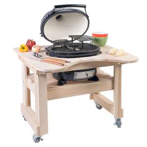 Primo Oval Junior Kamado Grill w/Cypress Table  