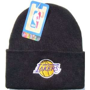   LA Lakers Adidas Long Knit Beanie Cap Hat BLACK 