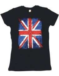 Union Jack British Flag Distressed Logo Womens Tee Shirt in 6 Colors 