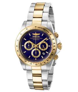 Invicta 3644 Mens Speedway Two Tone Blue Dial Chronograph Watch 