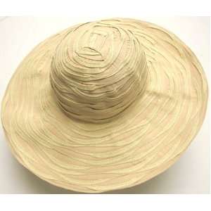 Large wide Brim Straw Hat Sun Beach Floppy wavy spiral stripe design 