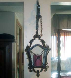 Iron Hanging Candle Lantern with Wall Bracket  