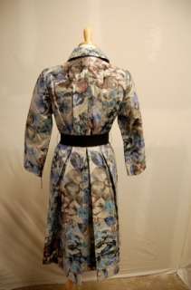 Vera Wang Lightweight Trench Coat NEW sz 2 Silk Floral Snap Front 
