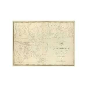  Map of New Orleans and Adjacent Country, c.1824 Giclee 