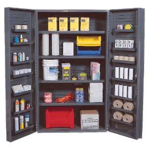 Storage Cabinet Heavy Duty Gray 3 Adjustable Shelves 14 Door Shelves 