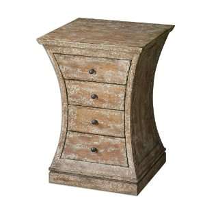   Chest Almond Stained, Distressed Birch Veneer With Ivory Crackle Paint
