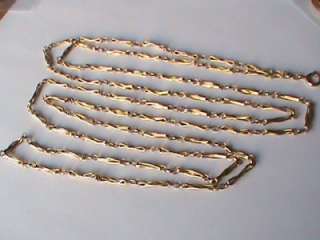 Long Arts Crafts Victorian Edwardian French Fix Guard Chain Necklace 