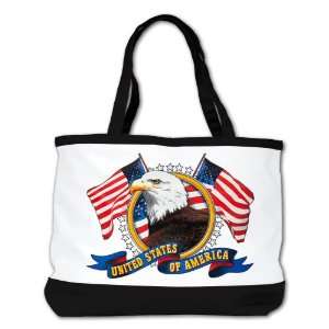  Shoulder Bag Purse (2 Sided) Black Bald Eagle Emblem with 