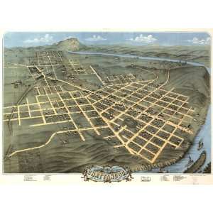 Historic Panoramic Map Birds eye view of the city of Chattanooga 
