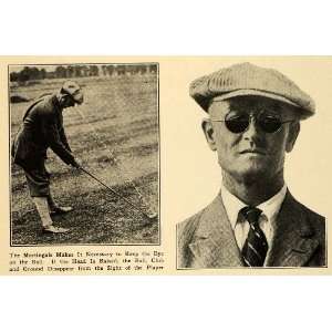  1922 Print Golfing Man Tinted Glasses Swinging Club 