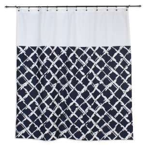   Duck White Tidal Bay Navy 72 by 72 Inch Shower Curtain