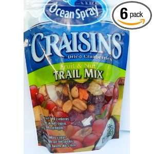 Ocean Spray Craisins Fruit and Nut Trail Mix, 5 ounce (Pack of 6 