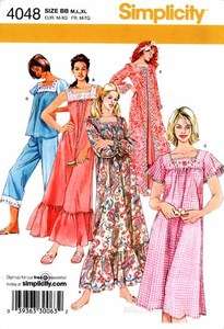 Simplicity Pattern 4048 Womens Nightgown Robe PJs M XL 039363300632 